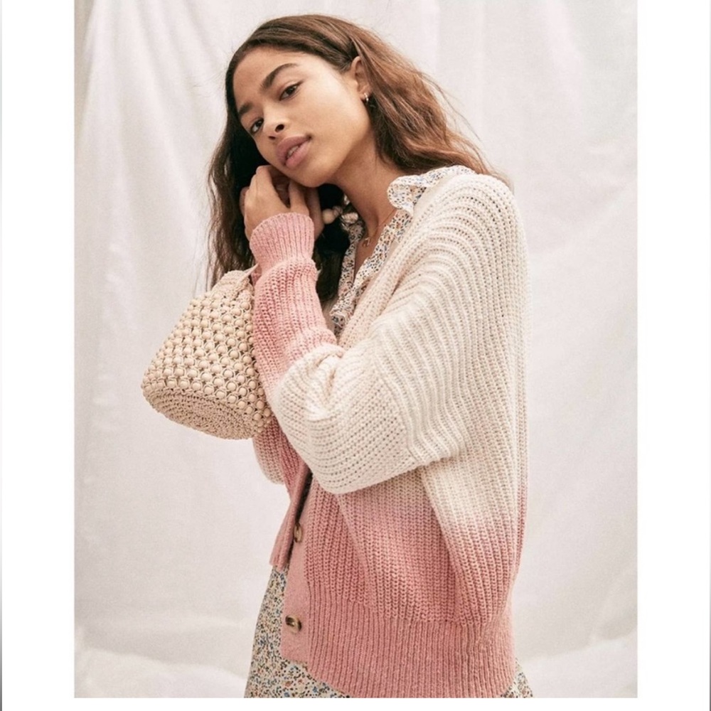 Madewell Courtland Cardigan Dip-Dye Pink Ombré Size M